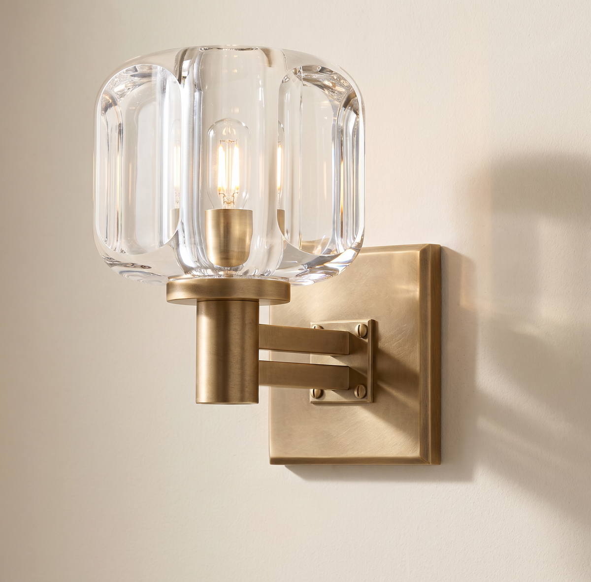 Inspired Demaret Style 8" Crystal Wall Sconce – Natural Brass