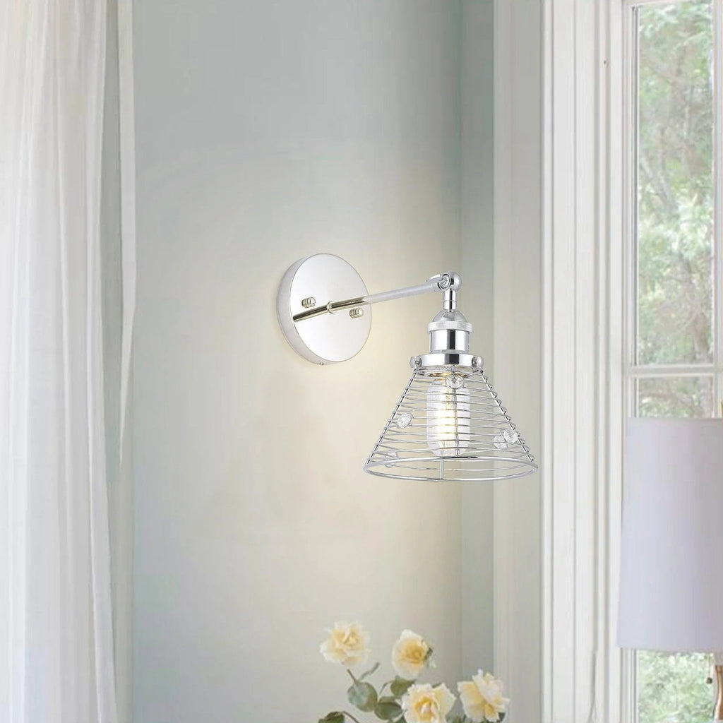 1-Light Modern Silver Wall Sconce Light