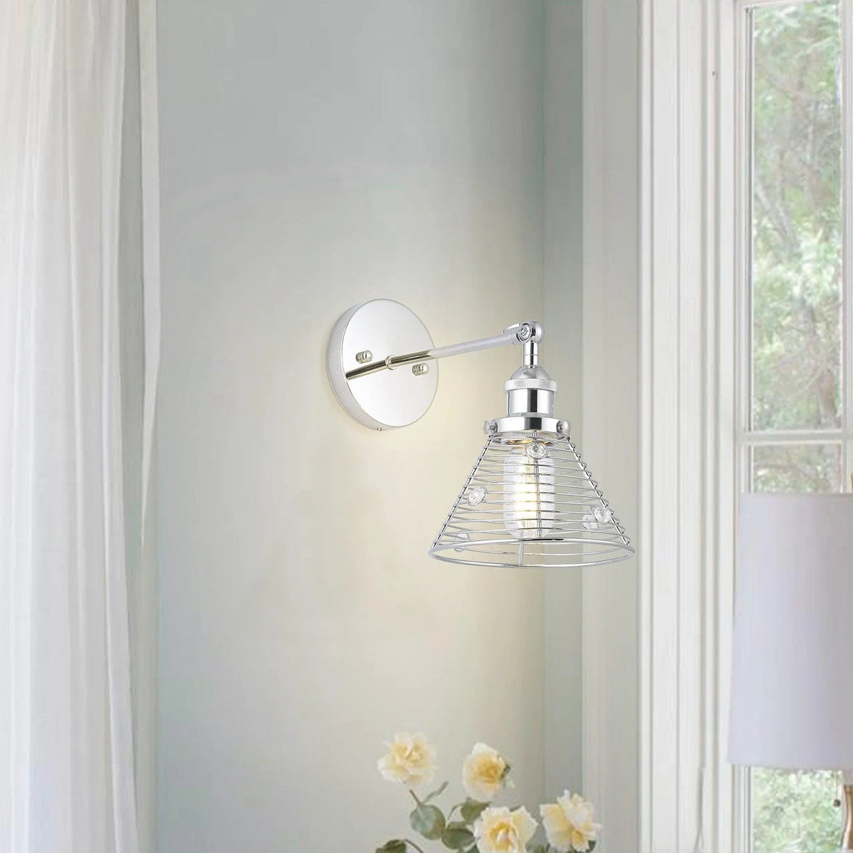 1-Light Modern Silver Wall Sconce Light