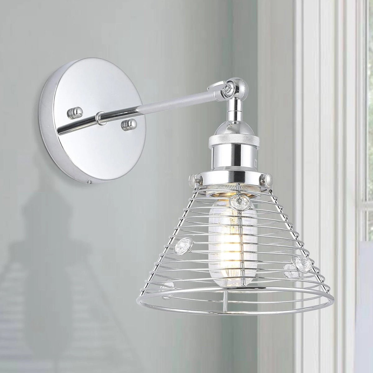 1-Light Modern Silver Wall Sconce Light