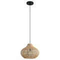 14" Xavier Bohemian Handwoven Rattan Island Pendant Light