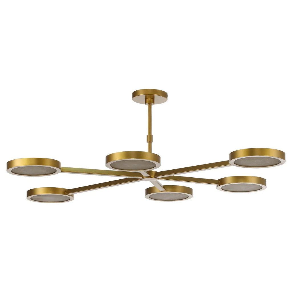 Perimost 52 Inch Golden Modern Six Round LED Luxury Chandelier