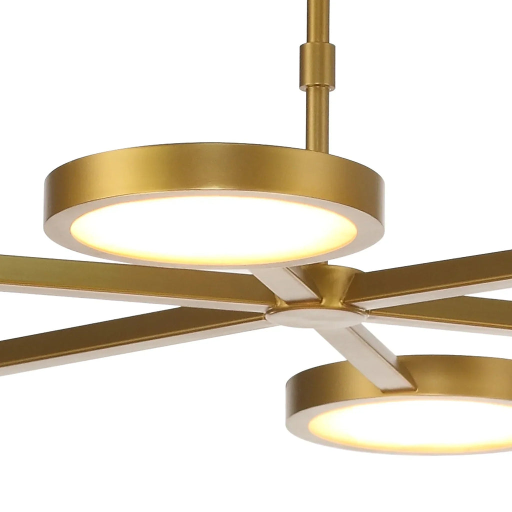 Perimost 52 Inch Golden Modern Six Round LED Luxury Chandelier