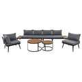 6-Piece Outdoor Sectional Sofa Set with Round Nesting Coffee Tables and Seating Sofa with Cushions for Patio, Porch and Garden