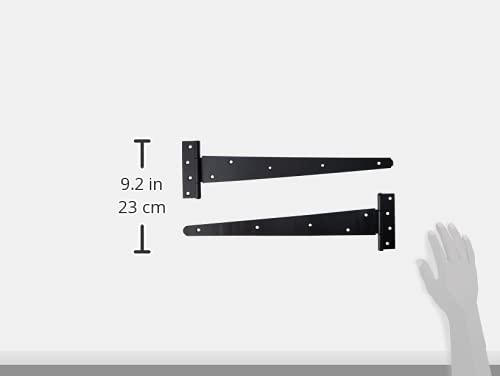 Heavy Duty T-Strap Hinges 16" (400mm) Black, Pack of 2 Steel Gate & Shed Hinges for Doors, Gates & Outdoor Projects