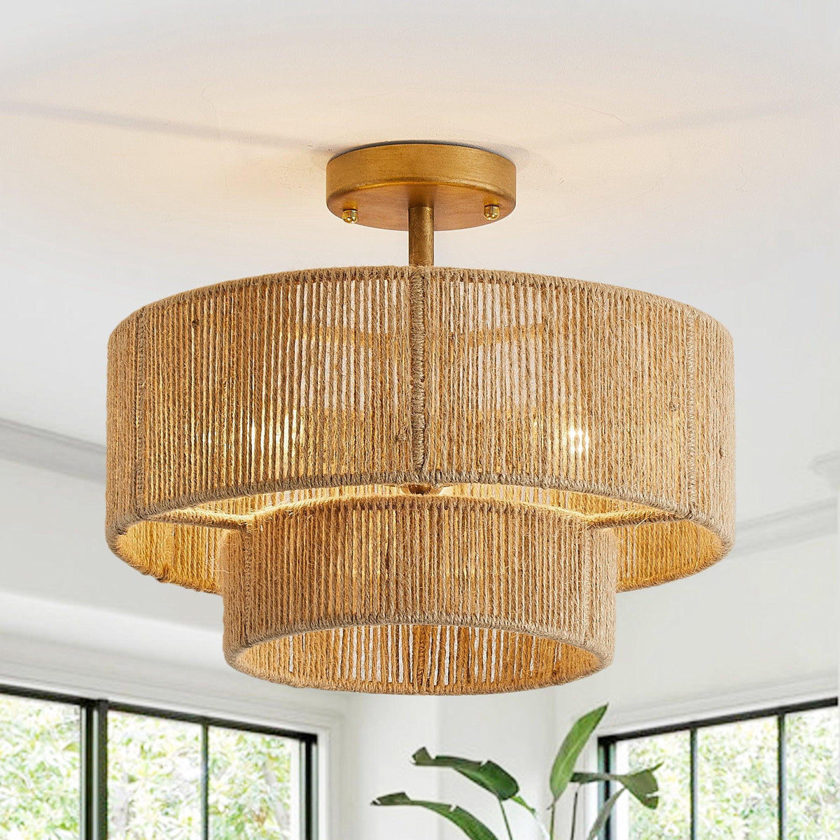 3-Light Traditional Farmhouse Wabi-Sabi Flush Mount Light