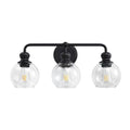 Irvine Black Modern Clear Glass 3-Light Vanity Light