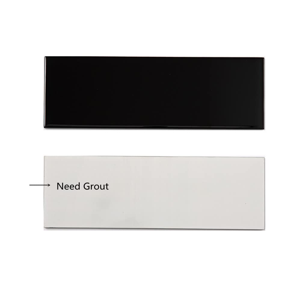 Black Glass Subway Tile 4 x 12 Inch Backsplash Bathroom Shower Wall Pack of 12 Pcs 4 sq.ft
