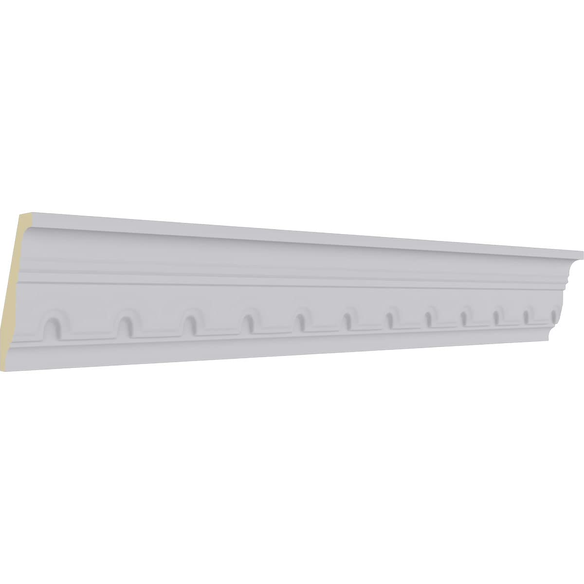 Dentil Crown Moulding, 2 7/8"H x 1 1/2"P x 3 1/4"F x 94 1/2"L, Factory Primed