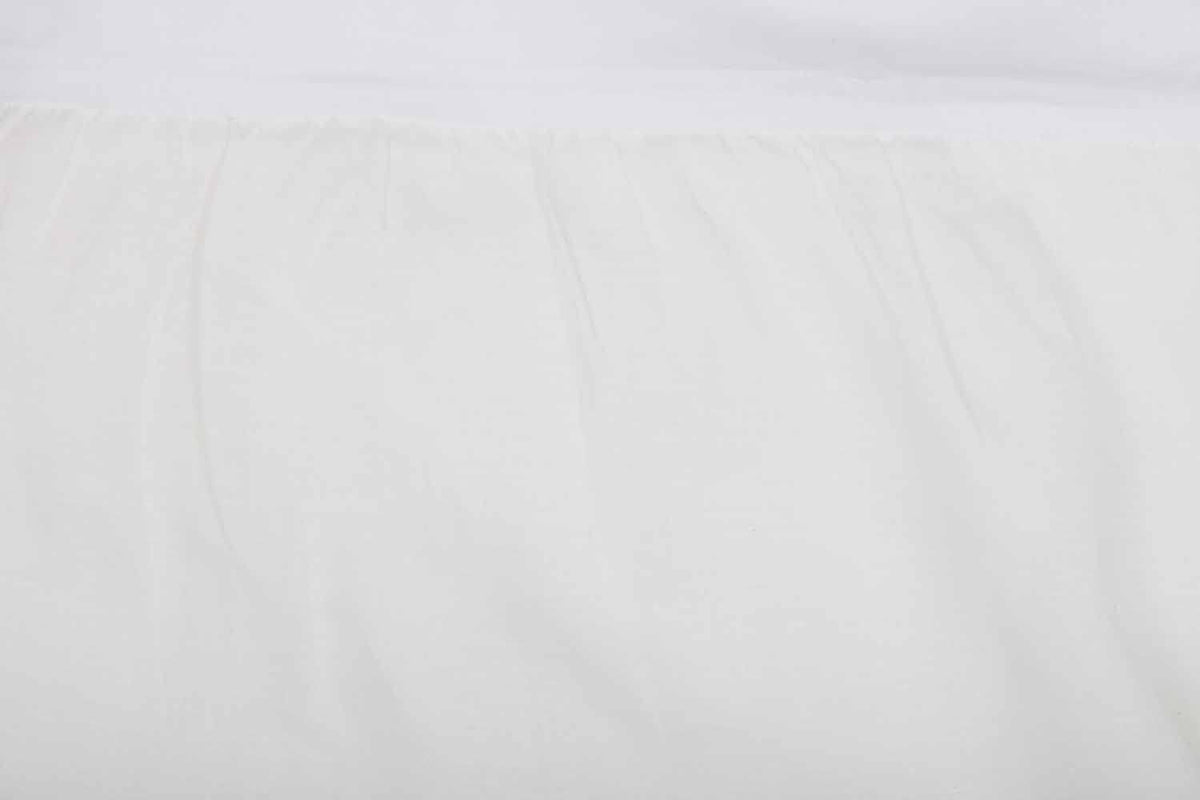 Provincial Linen White Queen Ruffled Bed Skirt with 21" Drop and Split Corners, 100% Linen Dust Ruffle