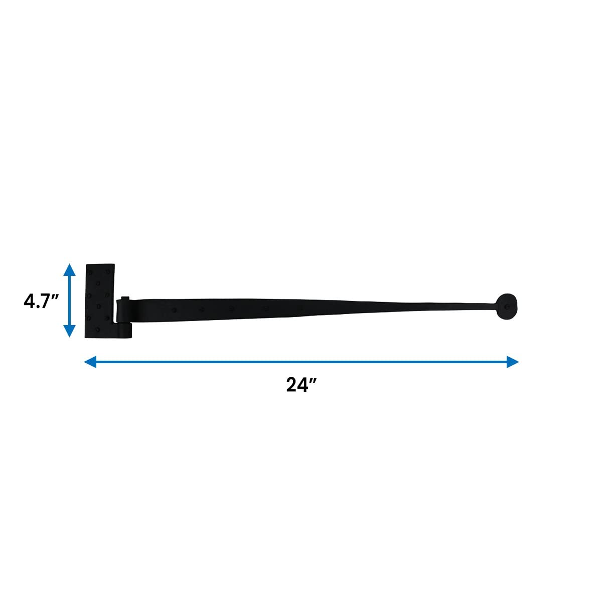 Lift Off Pintle Strap Hinge 24 in. Black Wrought Iron Rustic Reversible Pintle Bean Strap Gate and Door Hinges with