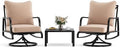 3-Piece Outdoor Patio Furniture Set - Swivel with Thick Cushions for Patio, Garden & Porch