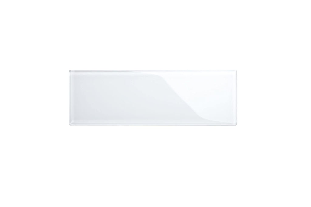 Glass Subway Backsplash Tile, 4x12, Bright White