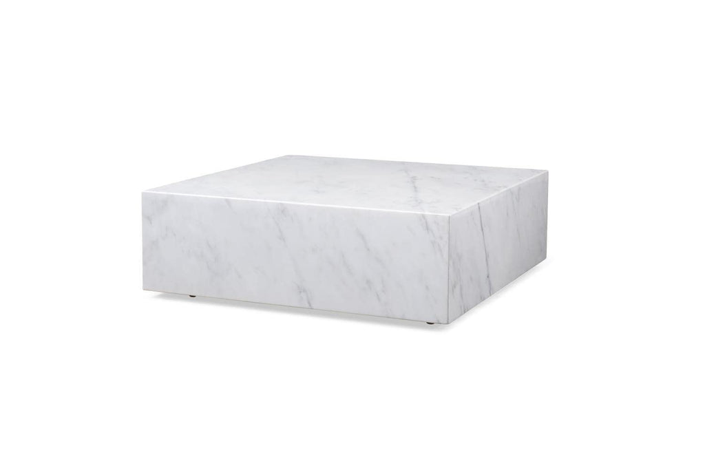 Imports Cube Square Coffee Table in High Gloss Black or White Marble with Casters