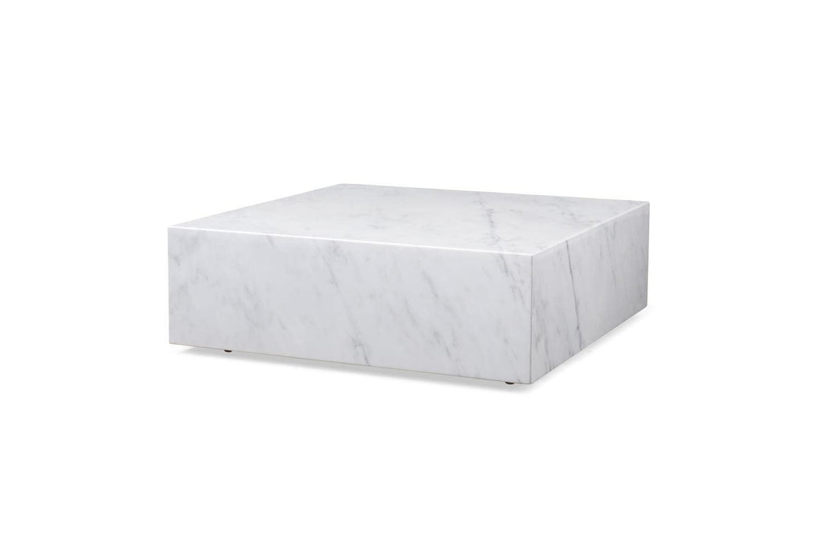 Imports Cube Square Coffee Table in High Gloss Black or White Marble with Casters