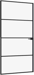 Interior Door, Aluminum Frame Glass Door, Inner Door with Alloy Handle for Bathroom Bedroom, Black Tempered Glass and Aluminum Slim