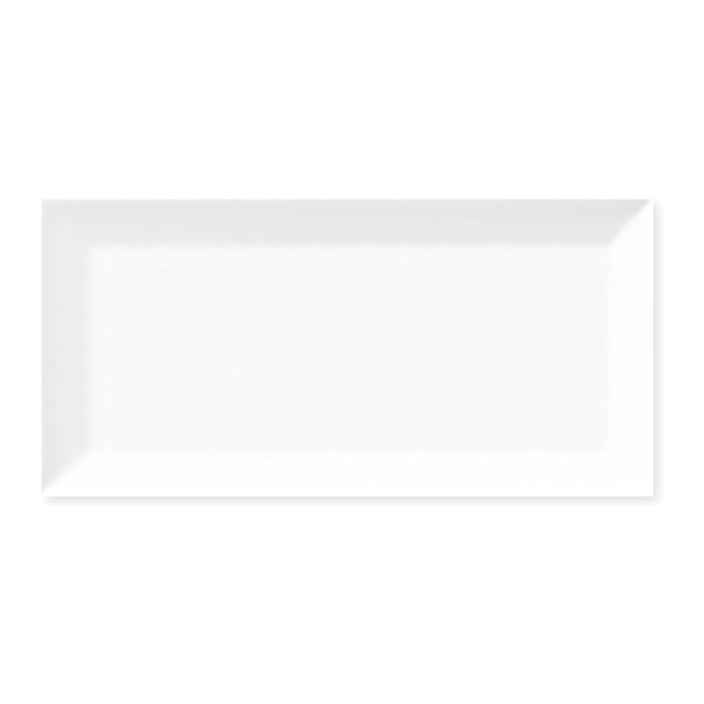 4-1/4x10 White Beveled Ceramic Subway Wall Tile Backsplashes|Bathroom Shower|Accent Wall - Glossy Finish (Box of