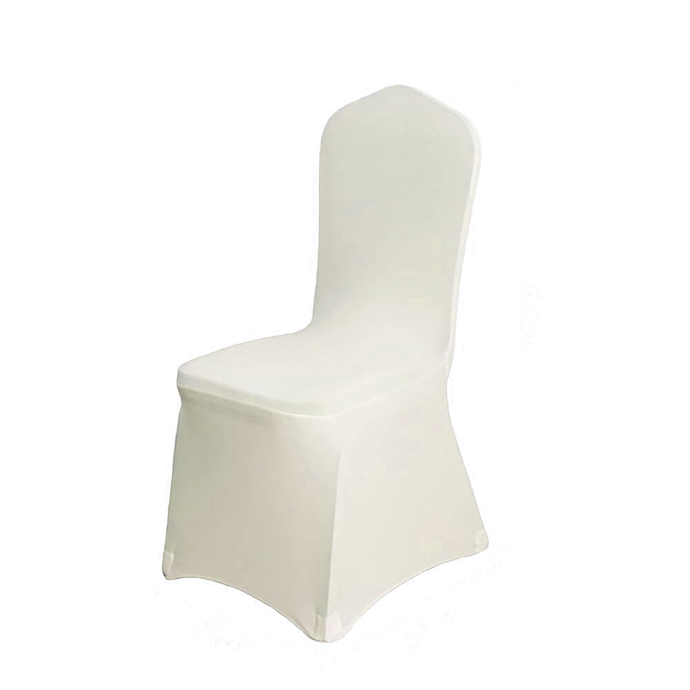100 Pcs Beige Washable Removable Universal for Wedding Party Dining Banquet Polyester Spandex Stretch Slipcovers