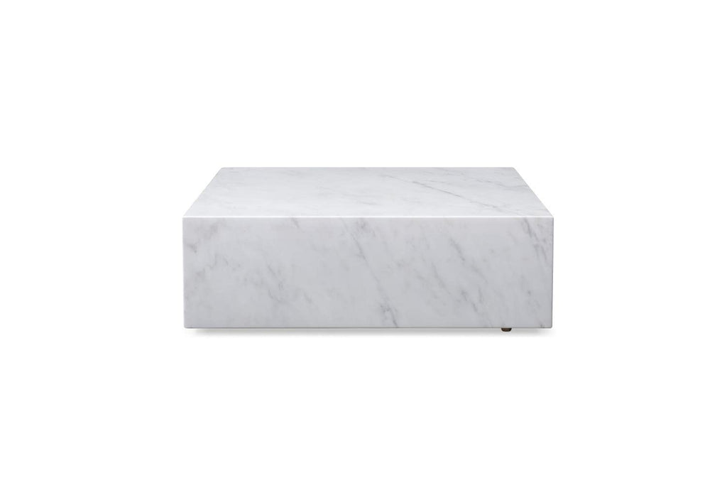 Imports Cube Square Coffee Table in High Gloss Black or White Marble with Casters