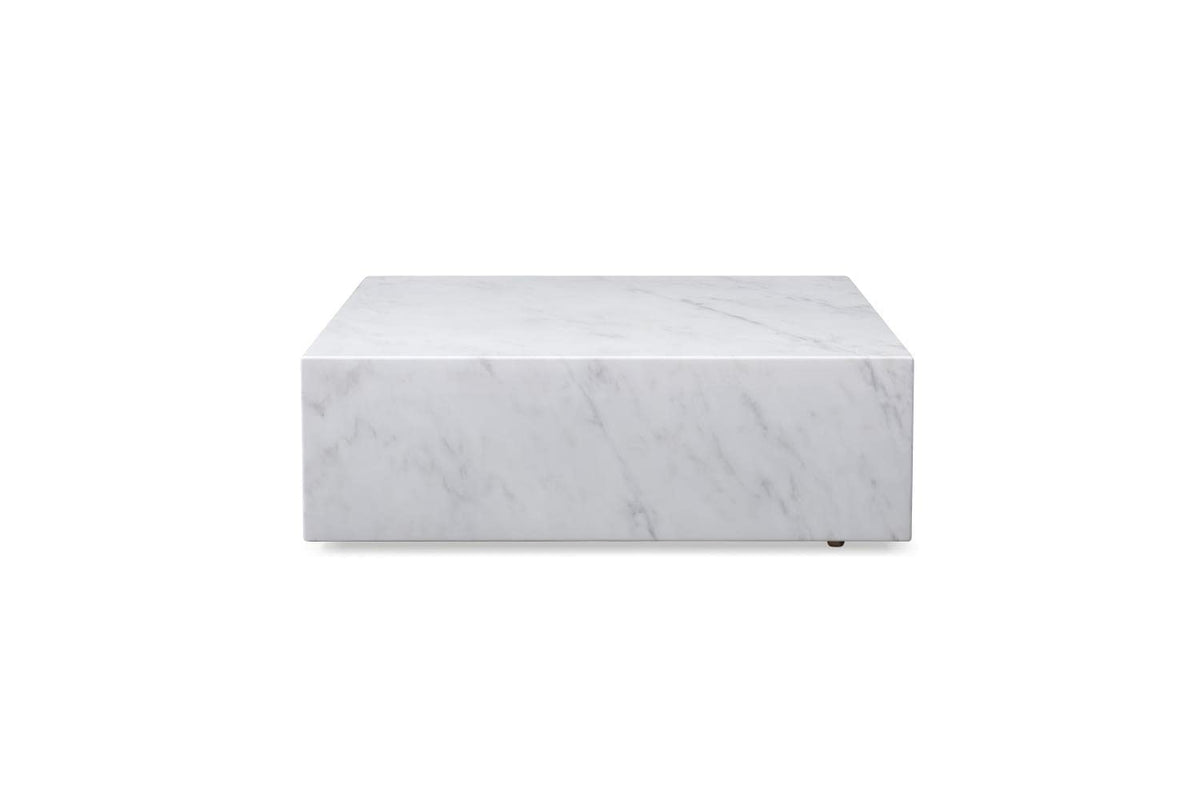 Imports Cube Square Coffee Table in High Gloss Black or White Marble with Casters