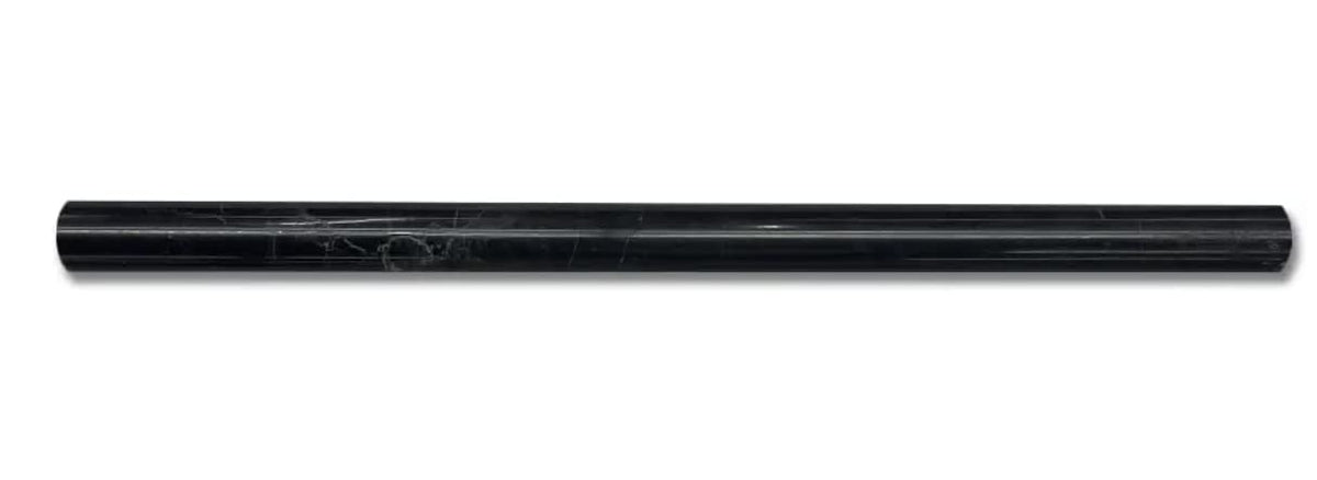 Black Marble Polished 3/4" X 12" Bullnose Trim Liner Tile-20 pcs.