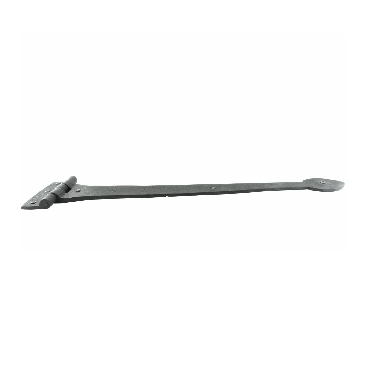 Pack of 2 Black Wrought Iron Heart Style Strap Hinge 18 Inch, Flush Mount Spade Tip Gate & Door Hinge, Rust Resistant