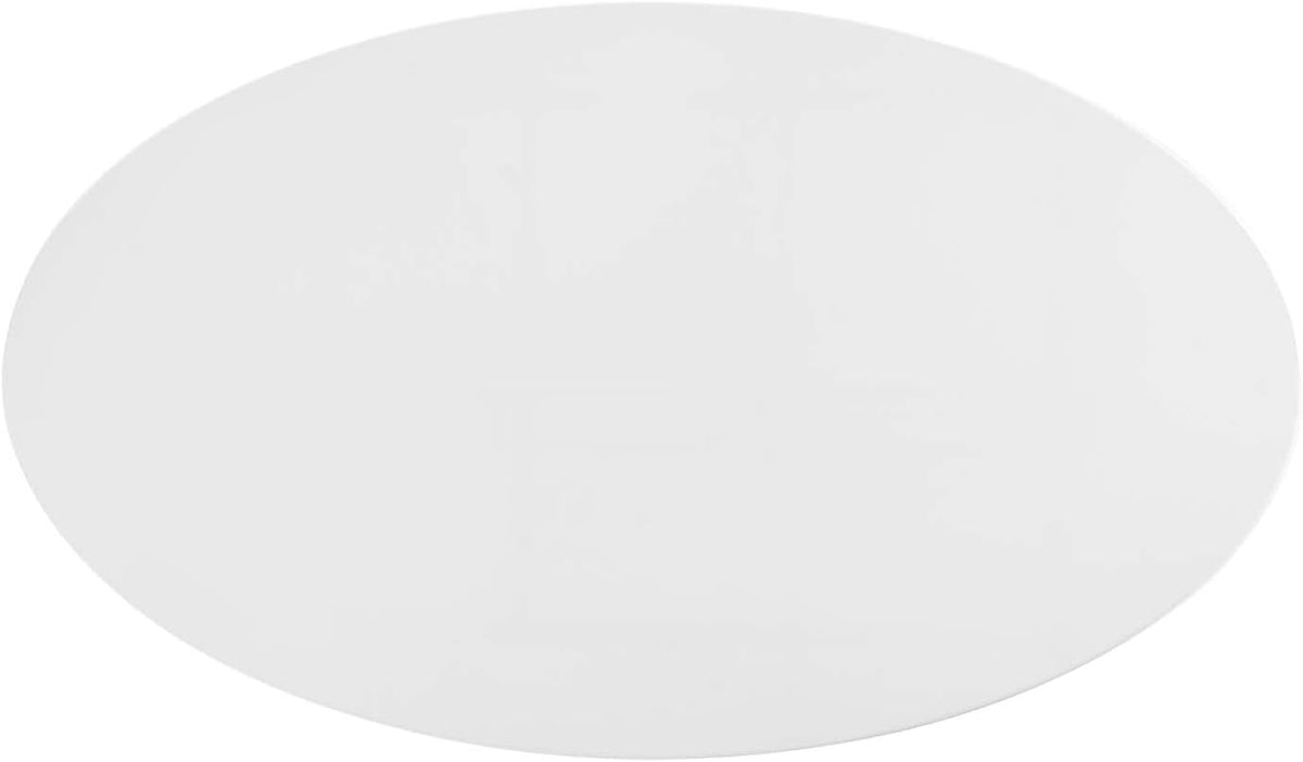 Inspired Saarinen Style Tulip Oval Pedestal Dining Table — Gold Base / White Top, 48″ Oval