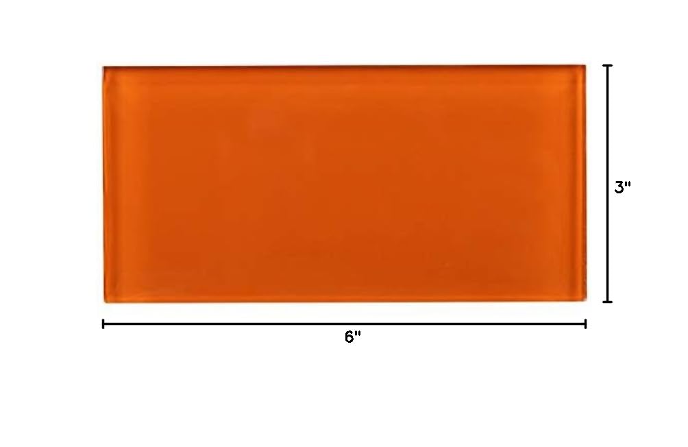 Rainbow 3x6 Glossy Orange Glass Subway Wall Tile Backsplash - Bathroom Shower Wall - Accent Decor - Fireplace and