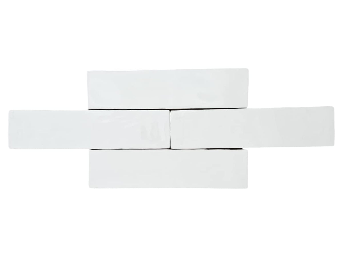 3x12 White Handmade Look Ceramic Subway Tile Walls & Kitchen Backsplashes - Glossy Finish (Box Covers 5.5 Square Feet)