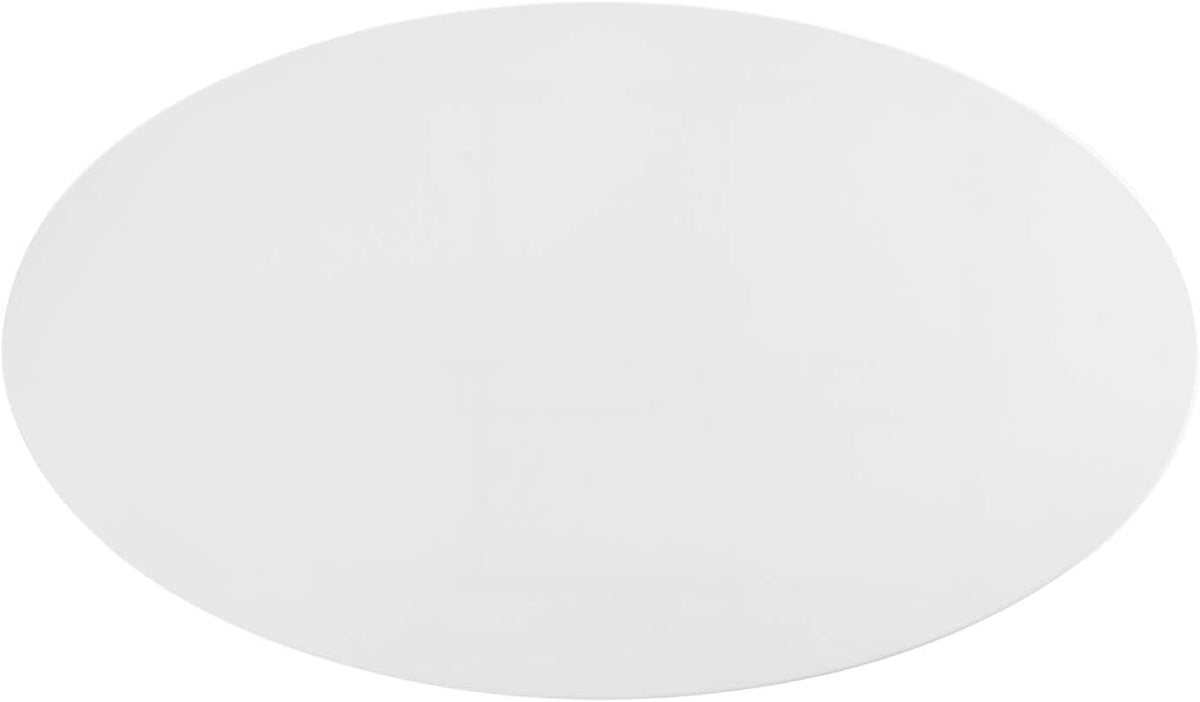Inspired Saarinen Style Tulip Oval Pedestal Dining Table — Black Base / White Top, 48″ Oval