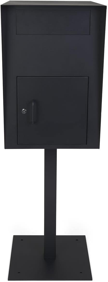 16 w x 52 h Outdoor Pedestal Drop Box w/ Permanent Mounting and Steel Build - Black (FDHDBBP1)