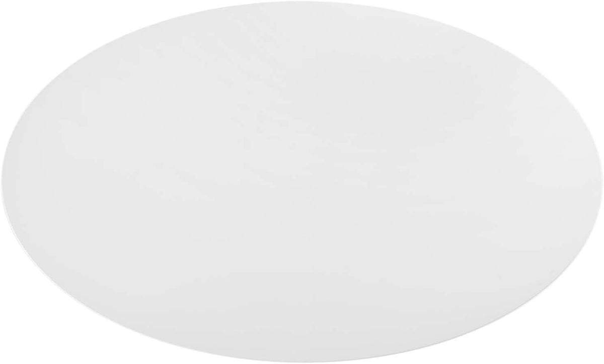 Inspired Saarinen Style Tulip Oval Pedestal Dining Table — Gold Base / White Top, 78″ Oval