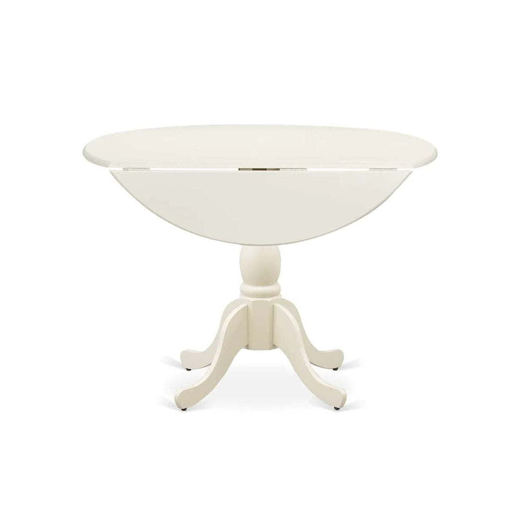 Inspired Saarinen Style West Furniture Dublin Modern Kitchen Table - a Round Dining Table Top with Dropleaf & Pedestal Base, 42x42 Inch