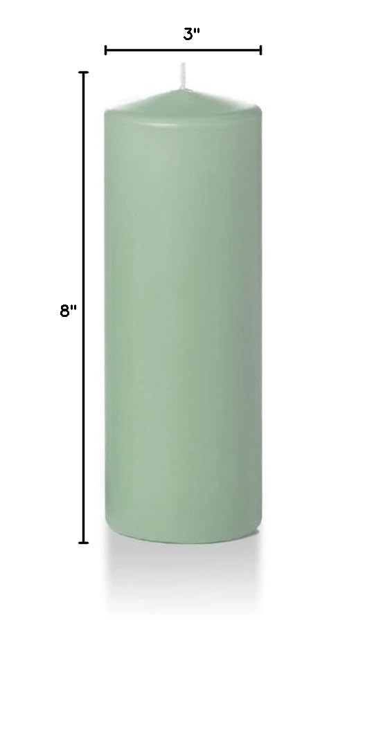 3" x 8" Sage Round Pillar Candles - 3 per Pack