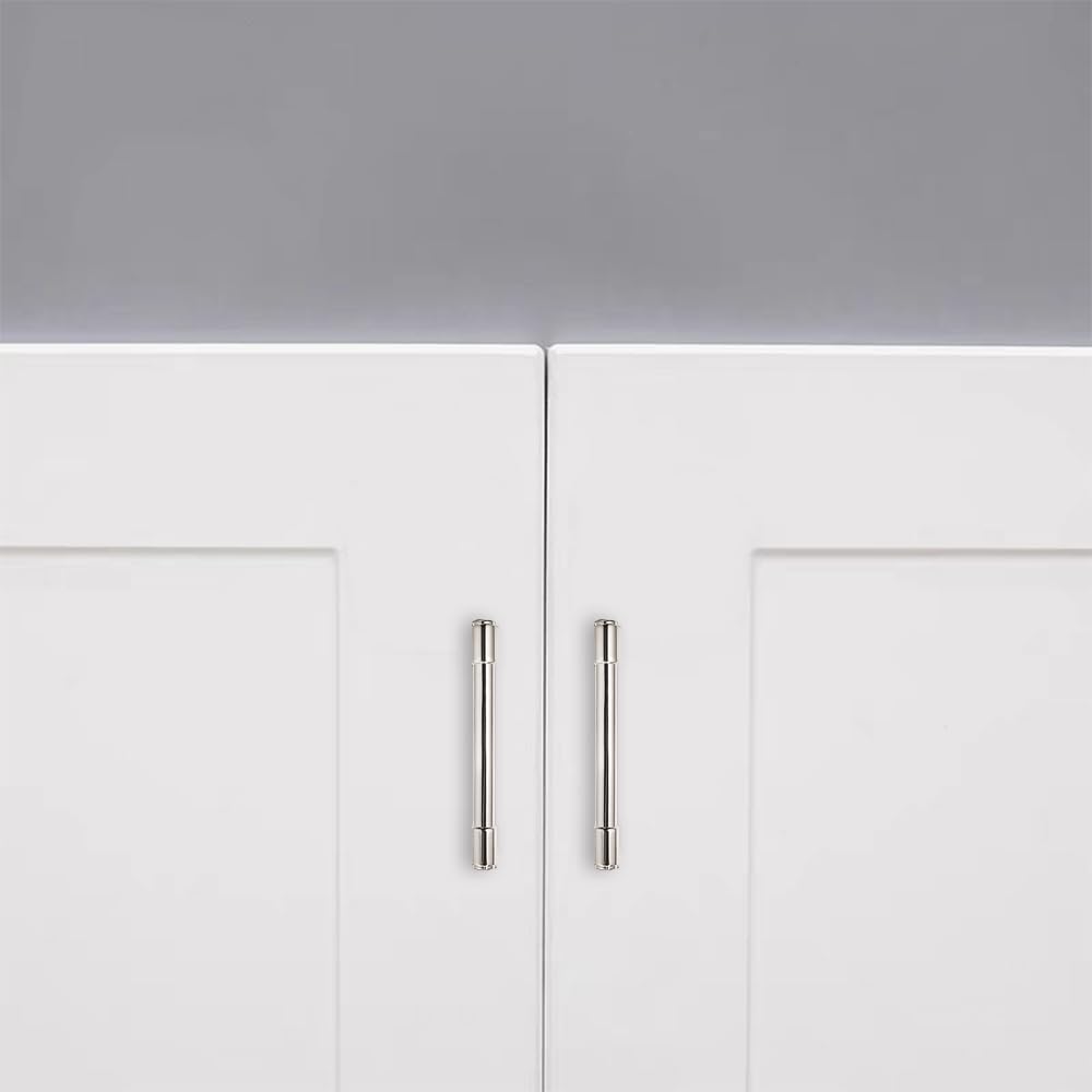Solid Heavy Duty Jasper Cabinets Pulls 10 Pack Polished Nickel 5 inch Hole Centers Cupboards Handles Modern Kitchen