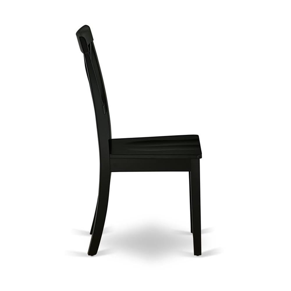 West Furniture BOC-BLK-W Boston Dining Room Chairs - Cross Back Solid Wood Seat Chairs, Set of 2, Black