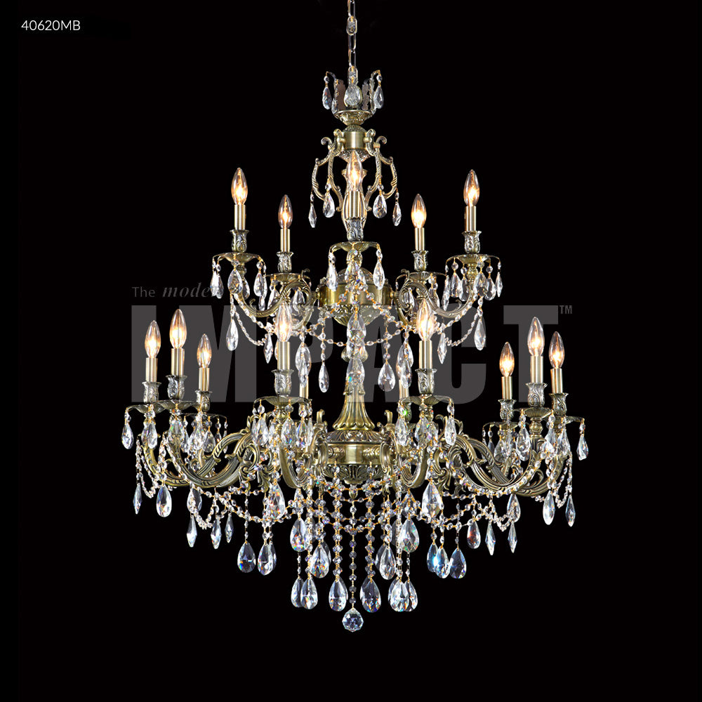 James R. Moder Brindisi Collection 15-Light Crystal Chandelier — Monaco Bronze, 36in — Castelune Home