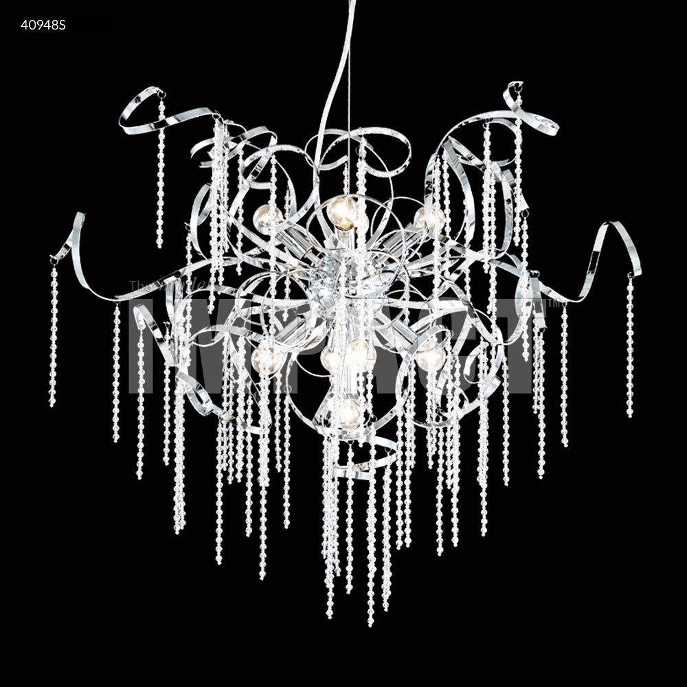 James R. Moder Contemporary Collection 9-Light Crystal Chandelier — Silver, 30in — Castelune Home