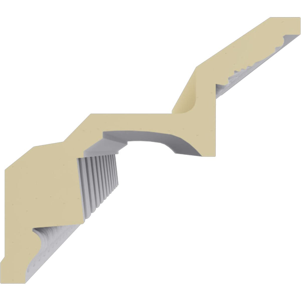 Dentil Crown Moulding, 7 3/4"H x 8 3/4"P x 11 3/4"F x 94 1/2"L, (5" Repeat), Factory Primed