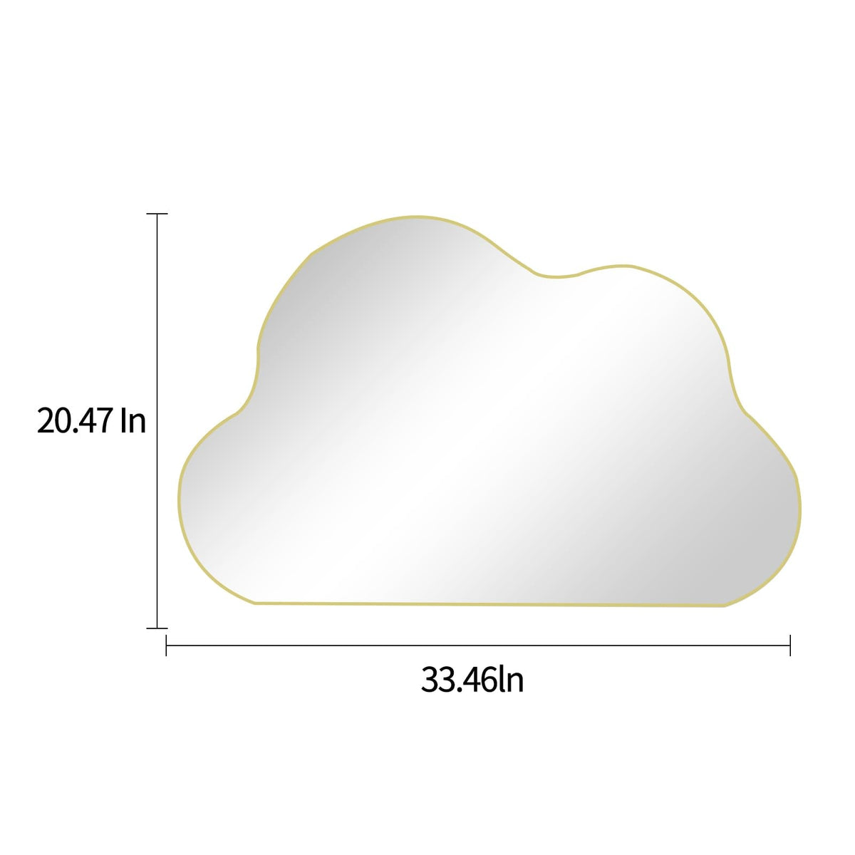Gold Irregular Mirror, 33.5"x20.5" Cloud Shaped Mirrors, Asymmetrical Wall Mirror, Abstract Funky Frameless Mirrors