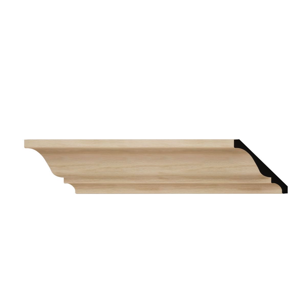 Crown Solid Hardwood Moulding, 3 11/16"H x 3 3/4"P x 5 1/4"F x 96"L, Stain Grade White Oak
