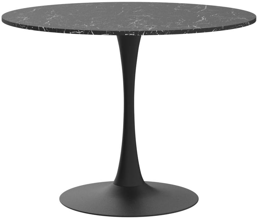 Tulip Round Pedestal Dining Table — Black Marble Top