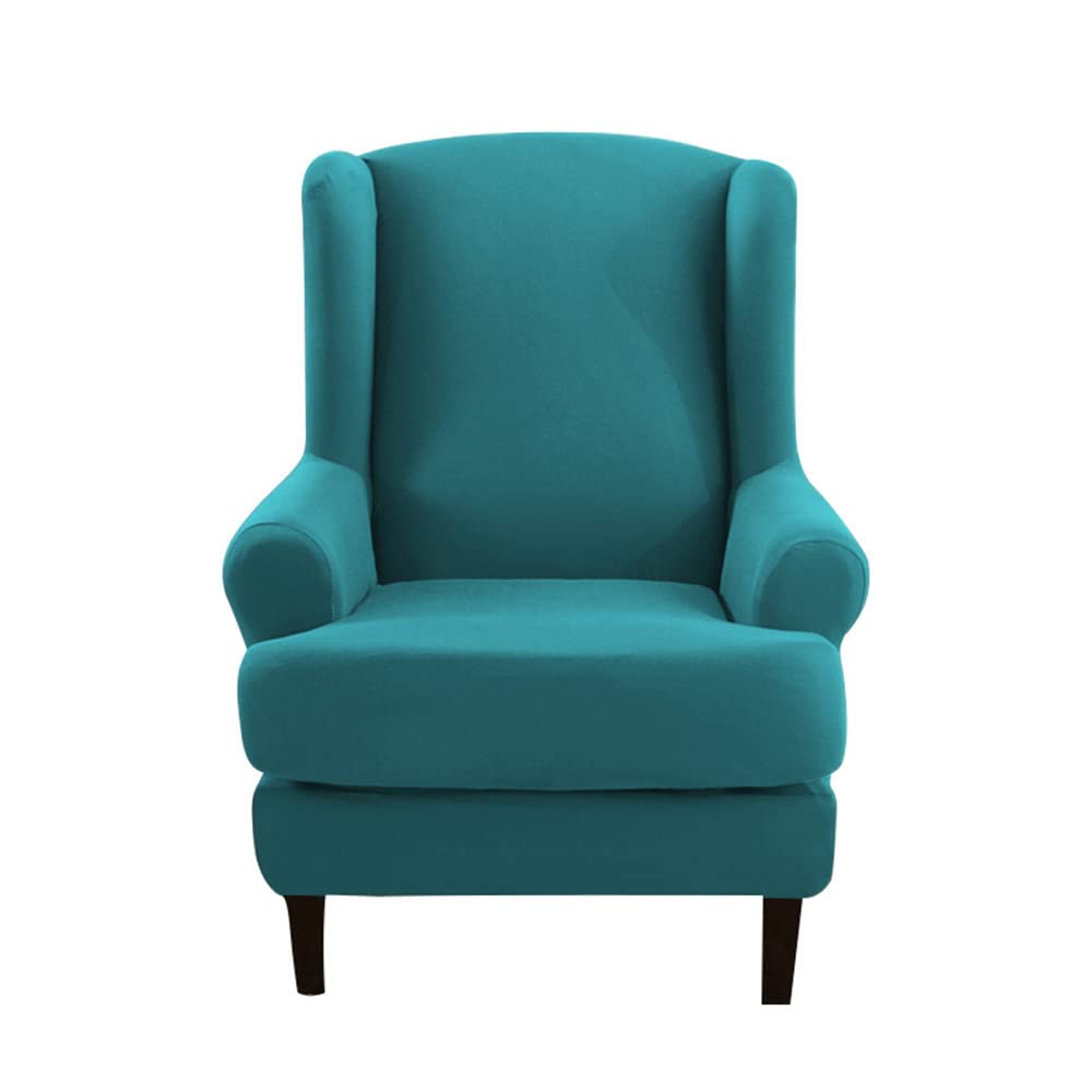 Solid Color Wingback Chair Covers 2 Piece, Wing Chair Slipcover Stretch Slipcovers for Wing Armchair Cover with
