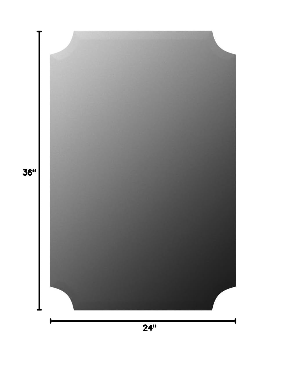 Frameless Rectangle Mirror, 24" x 36" Bathroom Wall Mirror w/Beveled Edge