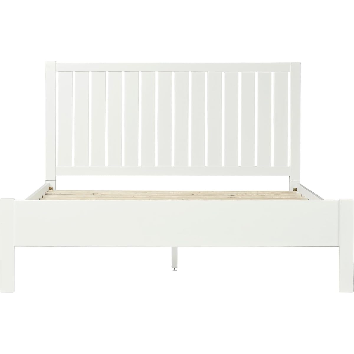 Shiplap Texture Solid Wood Queen Bed Frame, White