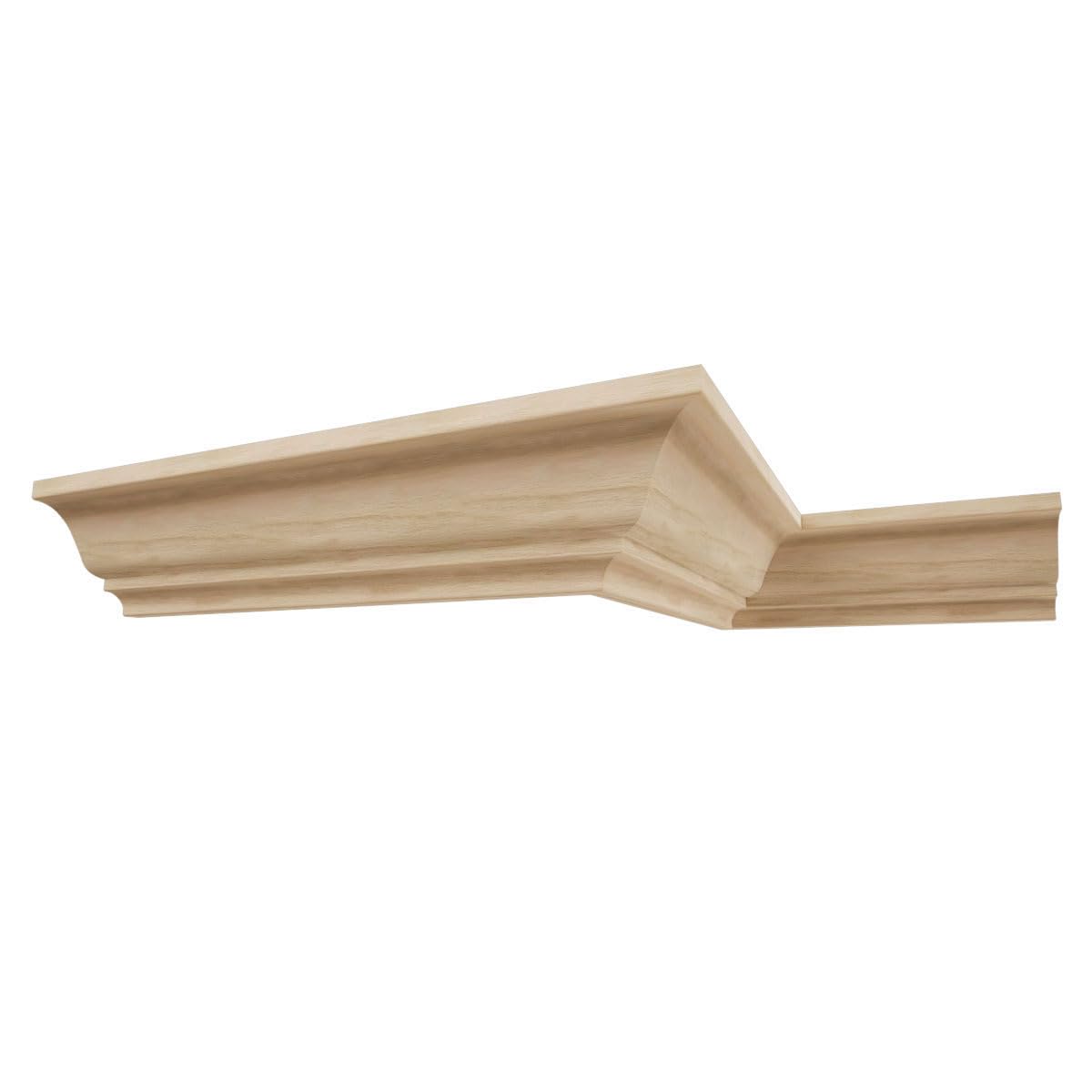 Crown Solid Hardwood Moulding, 3 11/16"H x 3 3/4"P x 5 1/4"F x 96"L, Stain Grade White Oak