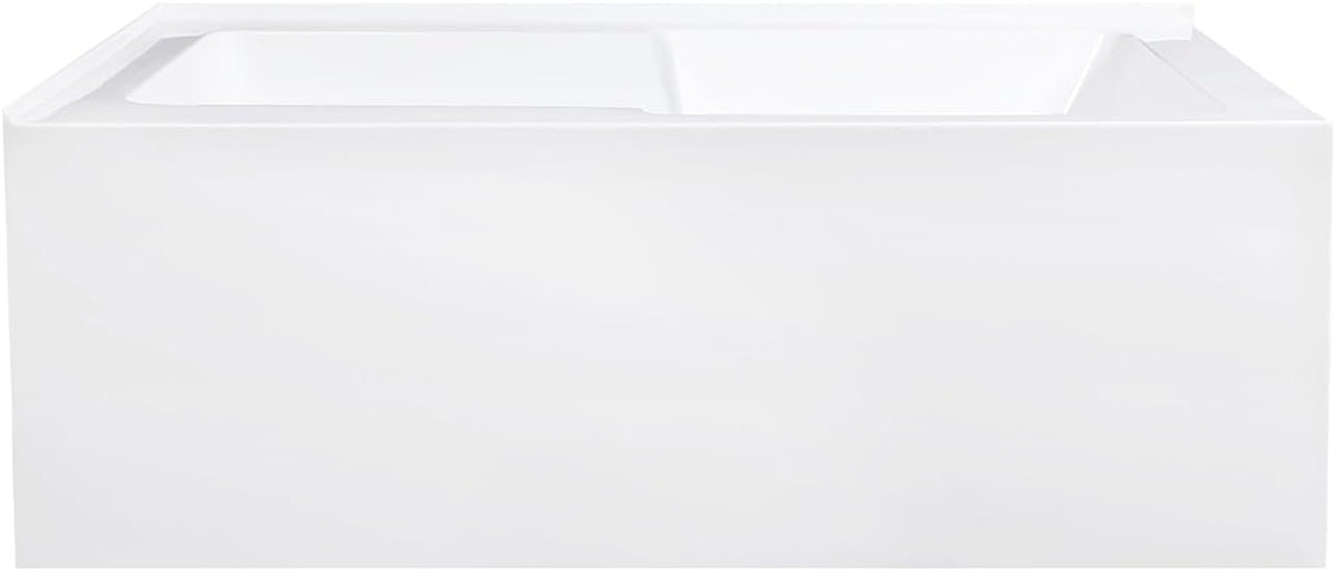 VTAM6032L22S 60-Inch Acrylic 2-Wall Corner Alcove Tub with Corner Apron, Left Hand Drain Hole, White