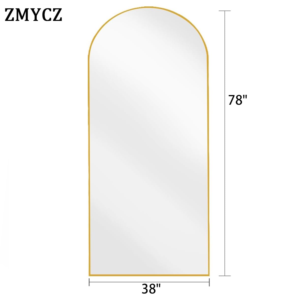 Full Length Mirror, 78"x38" Oversize Arch Floor Length Mirror (Gold)