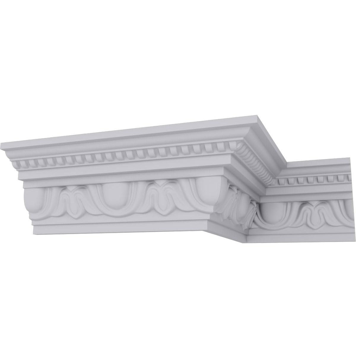 Edinburgh Crown Moulding, 4"H x 2 3/8"P x 4 5/8"F x 94 1/2"L, Factory Primed