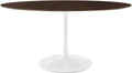 Inspired Saarinen Style Tulip Oval Pedestal Dining Table — White Cherry Walnut, 60″ Oval